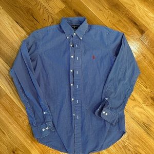 Blue and white pin strip button up by Ralph Lauren